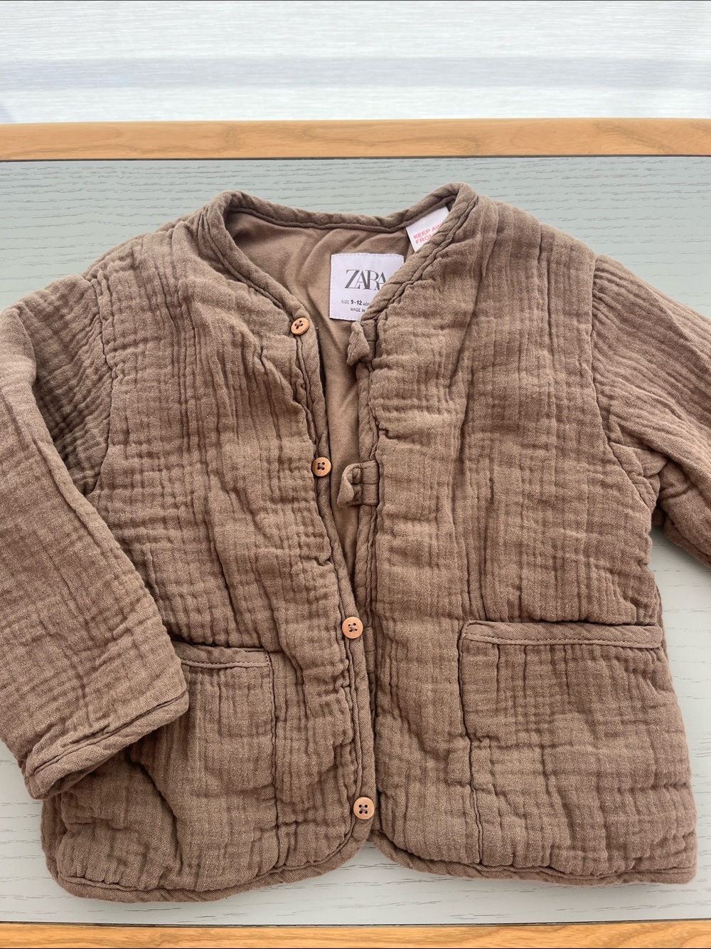 Zara Taupe Quilted Baby Jacket